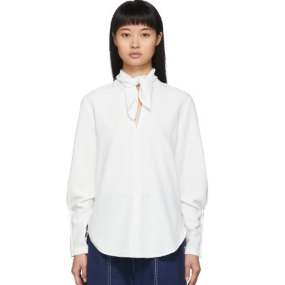 Like new See by Chloe Pussycat Bow White Crepe Vented Blouse Sz US XS / 0-2